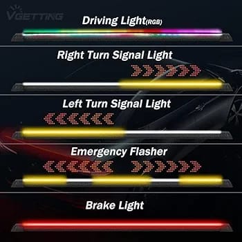 Universal Car Spoiler Light Strip, 50 Inch RGB LED